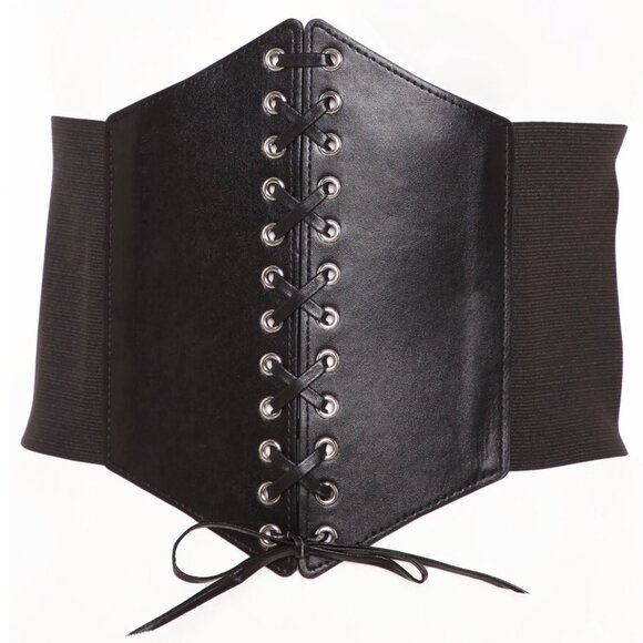 Fashion Nova ✦ Black Corset Stretch Belt ✦ Lace-Up Waist Cincher OS NWT - Picture 3 of 6